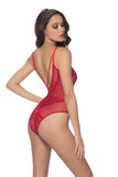 Red - V-Plunge Lace Teddy -