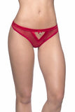 Red Mesh Thong with Satin Tie Waistband - One Size