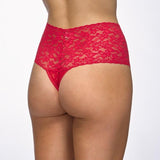 Retro Lace Thong - Red - One Size