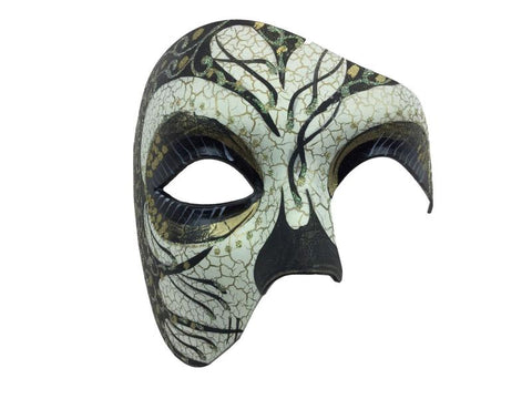 Day of the Dead Mask - White/Black/Gold