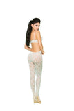 Lace Crotchless Bodystocking with Satin Bow Detail - Mint - One Size