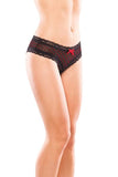 Crotchless Heart Panty - Black & Red - One Size/X-Large
