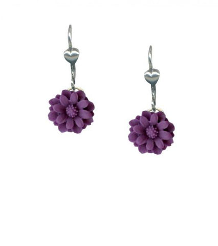 Purple Dahlia Earrings Retrolite