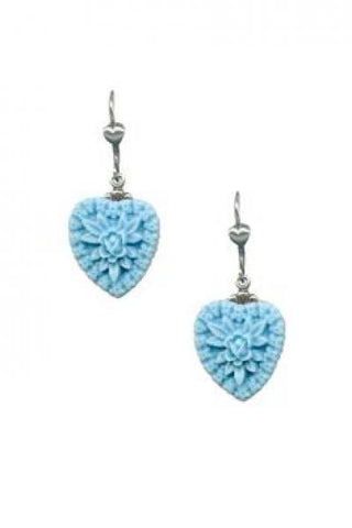 Light Blue Heart Retrolite Earrings