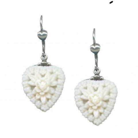 White Heart Retrolite Earrings