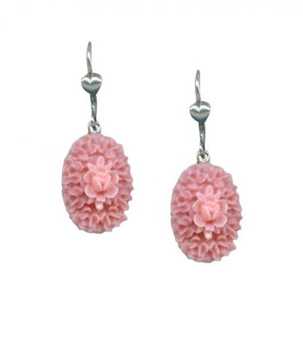 Rose Color Rose Cluster Earrings