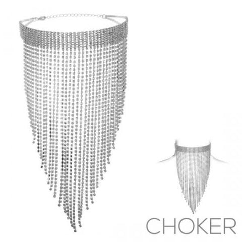 8" Fringe Choker Necklace - Black