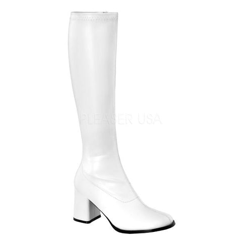 White - 3" Matte Stretch GoGo Boot - Size