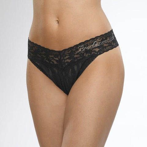 Bridesmaid Lace Original Rise Thong - Black - One Size