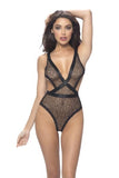 Black - Aubriana High Leg Lace Teddy