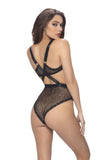 Black - Aubriana High Leg Lace Teddy