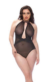 Black Collared Mesh Teddy - One Size Queen