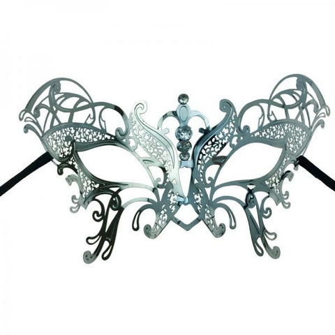 Silver - Laser-Cut Metal Venetian Mask