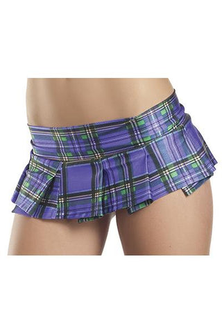 Plaid Pleated Mini Skirt - Plum -