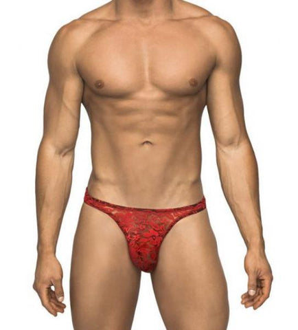 Red - Stretch Lace Bong Thong -