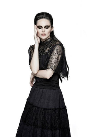 Gothic Lace Shrug Shawl T-Shirt - Black - One Size
