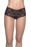 Black - Lace Crotchless Boyshort -