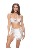 Lace Trim Bra Slip G-String - White
