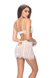 Lace Trim Bra Slip G-String - White
