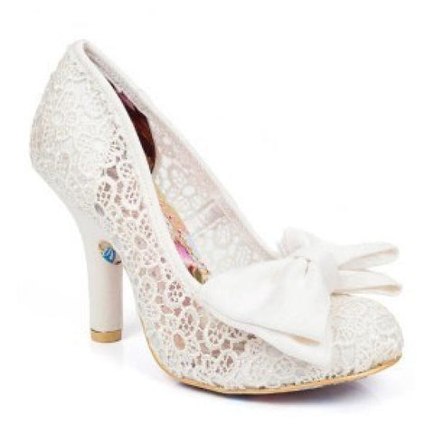 Mal E Bow Floral Lace Heel - White