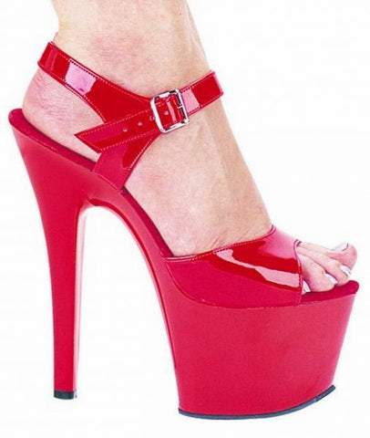 Red/Red - 7" Platform Strap Sandal - Size