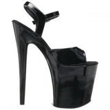 Flamingo 8" Platform with Ankle Strap - Black - Size
