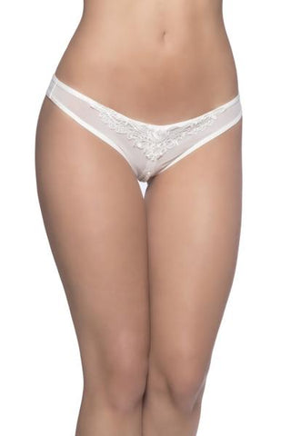 White - Crotchless Pearl Thong - Queen
