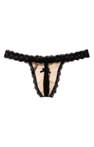 Nude Illusion Crotchless G-String - Mocha/Black -