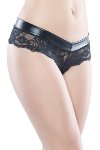 Wet Look Chain Panty - Black -