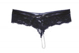 Wet Look Chain Panty - Black -