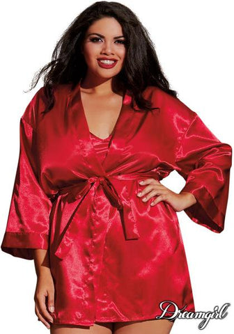 Charmeuse Robe with Chemise - Red -