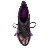 Black/Purple - Folklore Lace Up Bootie - Size