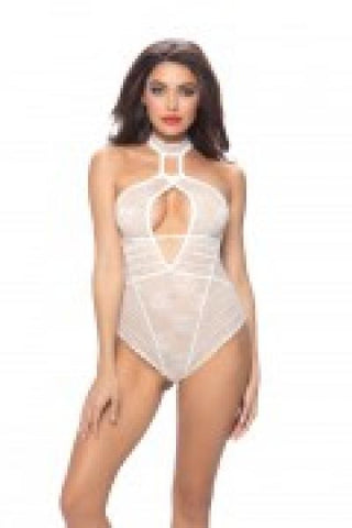 White - Floral Striped Collared Teddy