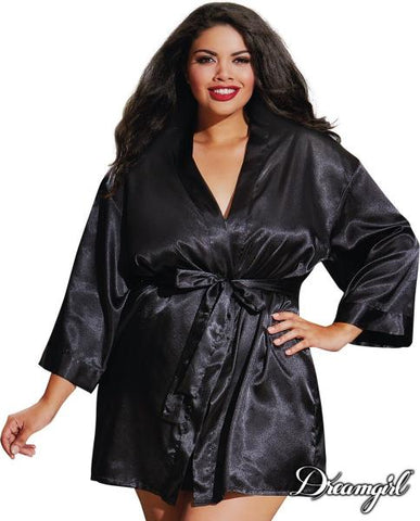 Charmeuse Robe with Chemise - Black -