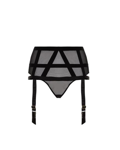 Black - Karolina Suspender Thong -