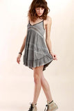 Ruffled Hemmed Crochet Front Dress - Grey -