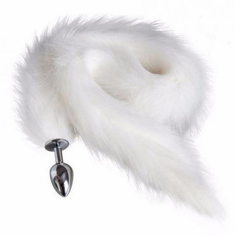 30" Long Tail White With Metal Plug