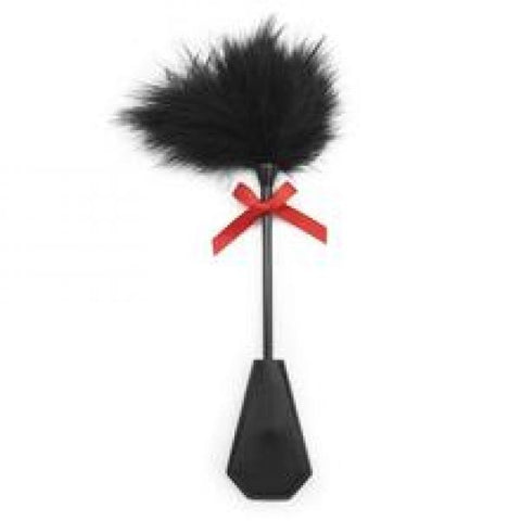 Black Feather Crop With Red Ribbon - Small