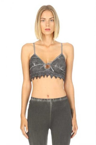 Charcoal - Embroidered Bralette -