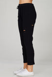 Distressed Knit Pants - Black -