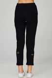 Distressed Knit Pants - Black -