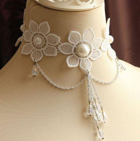 Cream - Flower Lace Choker