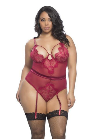 Rhubarb - Eyelash Lace Teddy - Size