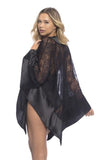All Over Lace Handkerchief Robe - Black - One Size