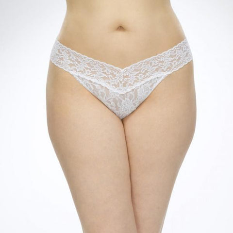 Lace Original Rise Thong - White - Queen One Size