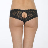 Lace Open Gusset Hipster - Black -