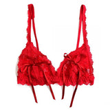 Lace Peek-A-Boo Bralette - Red -