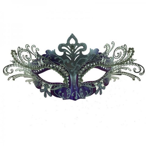 Purple/Silver - Filigree Metal Venetian Mask w/ Eye Crystals