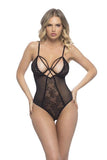 Black - Lace Mesh Underwire Teddy -