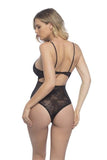 Black - Lace Mesh Underwire Teddy -